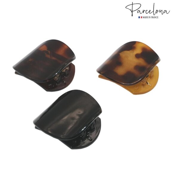 Set of 3 Tortoise Shell Black Savana Small Celluloid Hair Claws for Women Girls main image 4